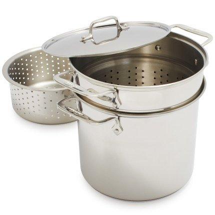 Sur La Table Tri-Ply Stainless Steel Stockpot with Pasta Insert, 8 qt.