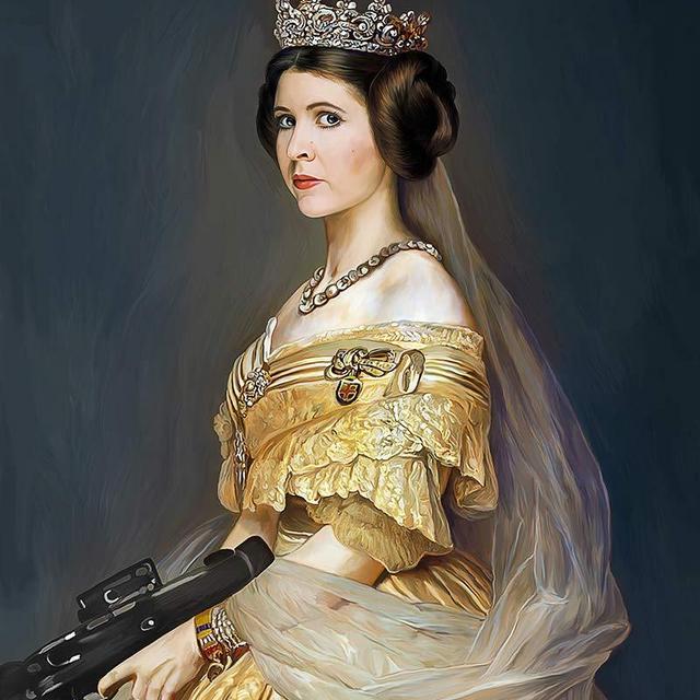 Princess Leia Oil Portrait Replica Canvas Print, Star Wars Wall Art, Princess Leia Painting Art Poster, Carrie Fisher Tribute, Unframed (16"x20")