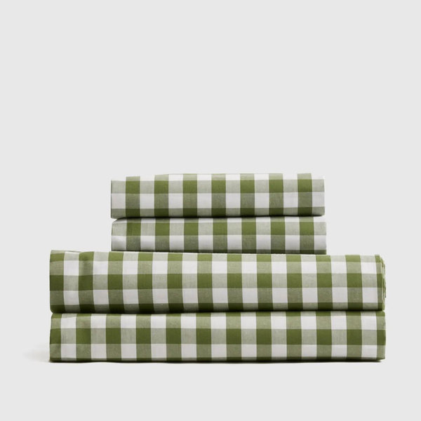 King Size Classic Organic Percale Gingham Sheet Set