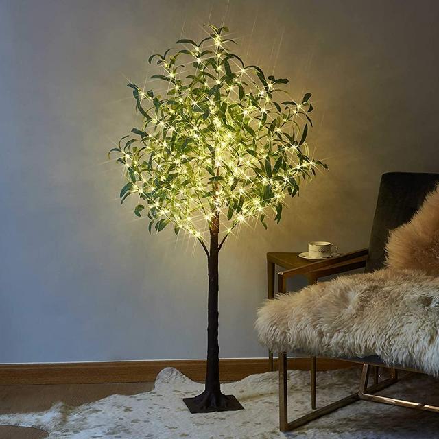 LITBLOOM Lighted Olive Tree 4FT 160 Fairy Lights, Faux Plant Tree with Lights for Indoor Outdoor Home Wedding Party Christmas Spring Easter Decoration