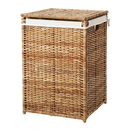 BRANÄS Laundry basket with lining, rattan, IKEA