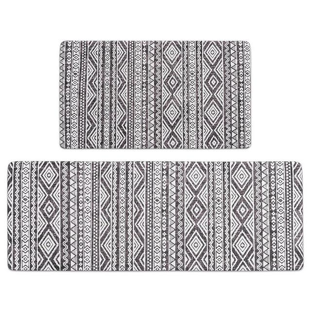 FRESHMINT Anti Fatigue Kitchen Mats for Floor 2 Piece Set, Waterproof & Non-Skid Boho Kitchen Rugs, Cushioned Kitchen Mat for Standing Washable Comfort Desk Kitchen Runners, 17x30+17x47