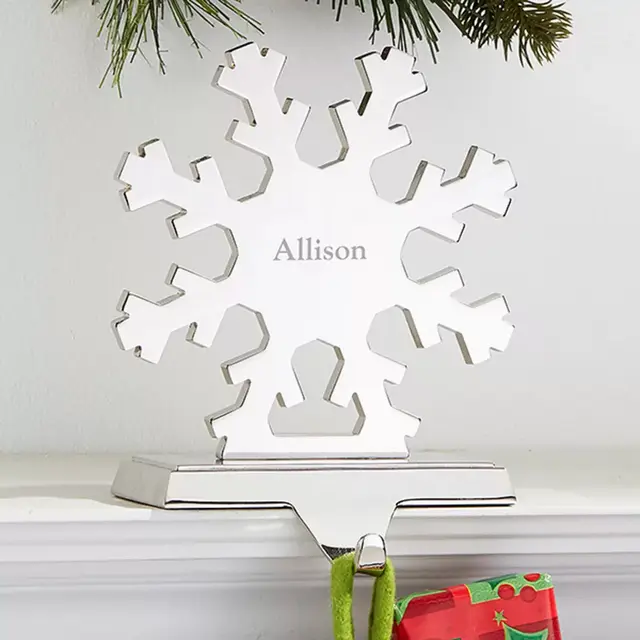 Engraved Snowflake Nickel-Plate Stocking Holder