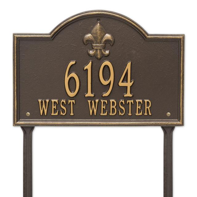 Whitehall Products Bayou Vista Standard Lawn House Numbers Plaque in Bronze/Gold