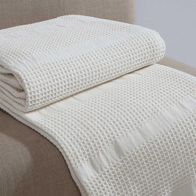 Calvin Klein Waffle Stripe Cotton Blanket, King