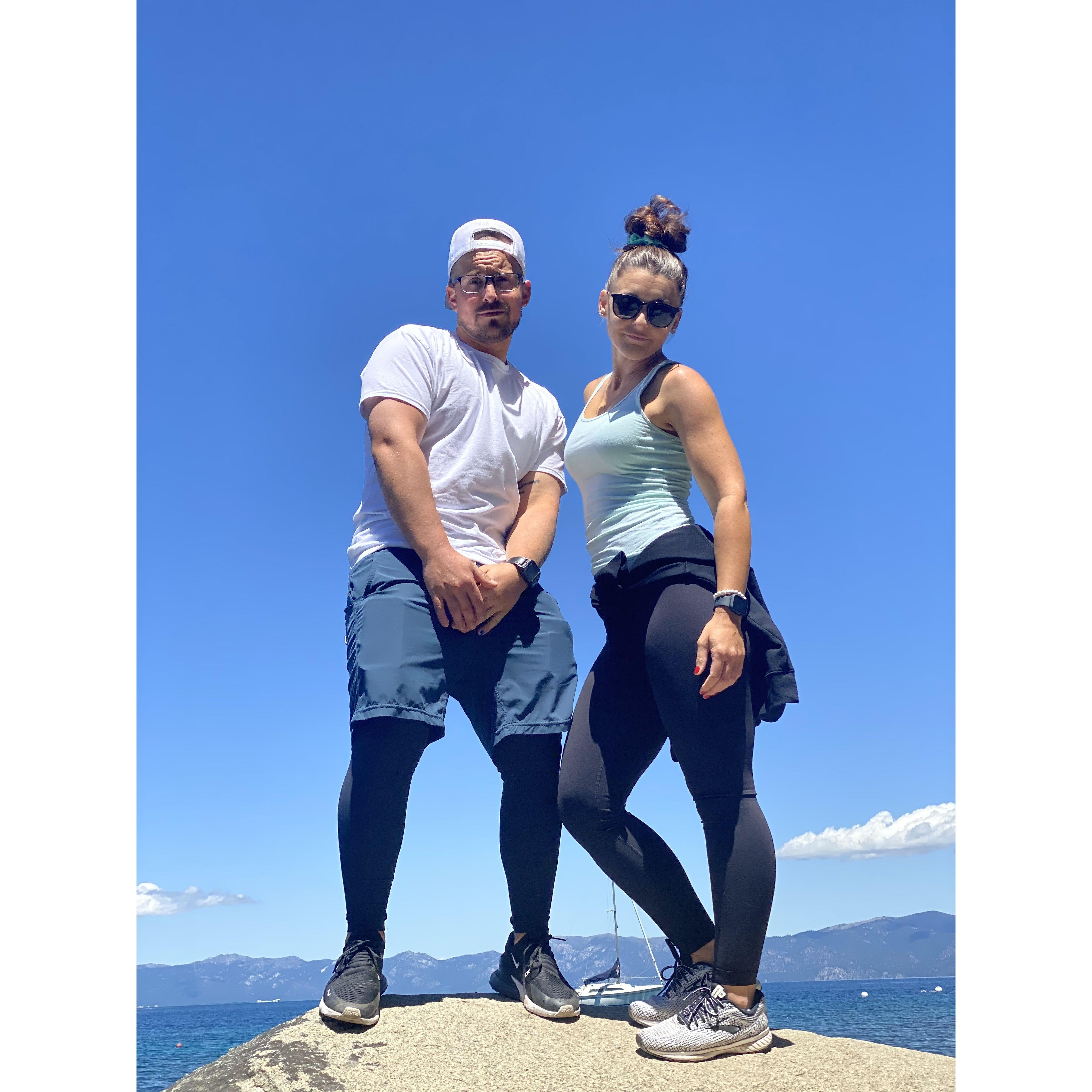 Us on a rock in Tahoe