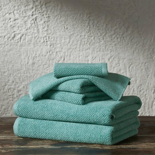 6pc Cotton Popcorn Textured Towel Set Mineral Blue - Isla Jade: Jacquard Weave, Stain-Resistant, OEKO-TEX Certified