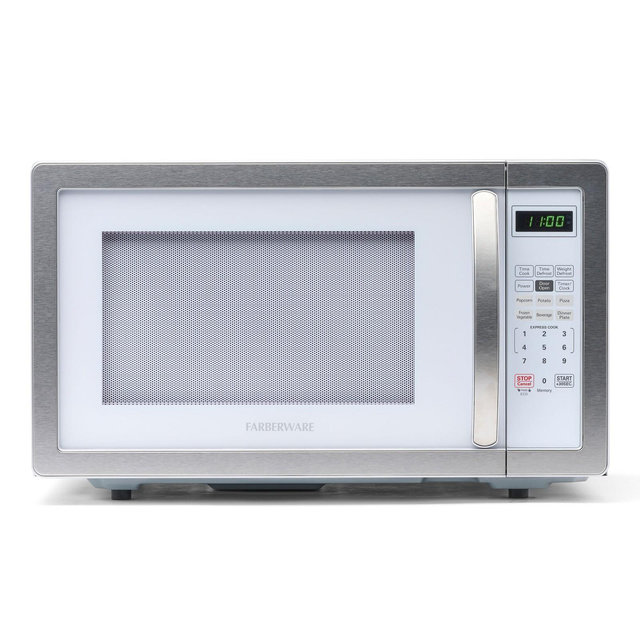 Farberware Classic 1.1 Cu. Ft. 1000-Watt Microwave Oven, White and Platinum