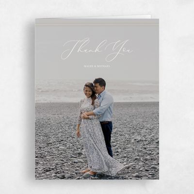 Linen, Beige Wedding Thank You - Evora Photo