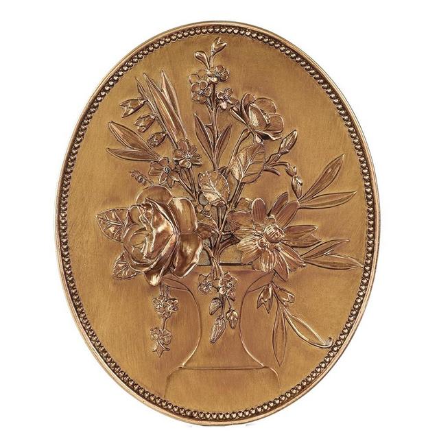 SIKOO Vintage Wall Sculptures Gold Flower Wall Art Hand Painted Ornate Wall Hanging Decoration Antique Pediment Wall Statue Ornament Decor Gallery for Kitchen Bedroom Living Room,Gold