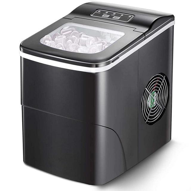 Ice Maker Machine for Countertop, FREE VILLAGE 9 Cubes Ready in 6-8 Mins, 26Lbs/24H Portable Ice Makers,Compact Ice Cube Maker with Ice Scoop and Basket,Ice Making Machine for Home/Office/Bar, Black…