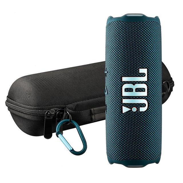 JBL FLIP 7 (Blue) Waterproof Portable Speaker Bundle with X-Halo Hardcase (Black)