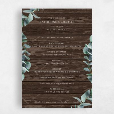 Dark Wood, Brown Wedding Program - Galata