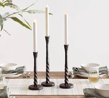 Premium Flickering Flameless Wax Taper Candle, Single, in White