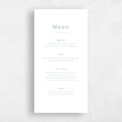 White Wedding Menu - Lucca