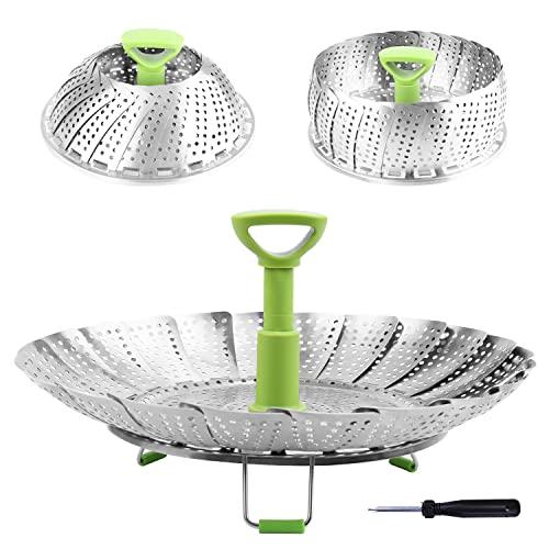 Steamer Basket Stainless Steel Vegetable Steamer Basket Folding Steamer Insert for Veggie Fish Seafood Cooking, Expandable to Fit Various Size Pot (6.4" to 10")