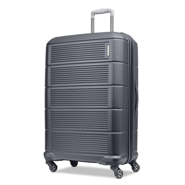 American Tourister Stratum 2.0 Expandable Hardside Luggage with Spinner Wheels, 28-Inch Checked-Large, Charcoal