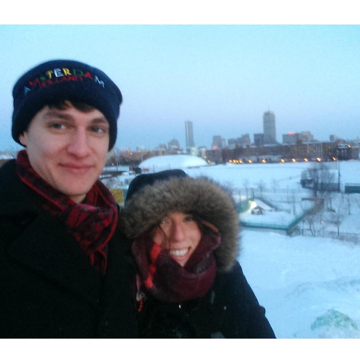 On top of a snow mountain during a record-breaking winter. Boston 2015