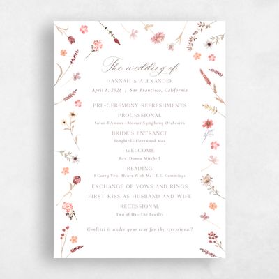 White Boho Wedding Program - Lino
