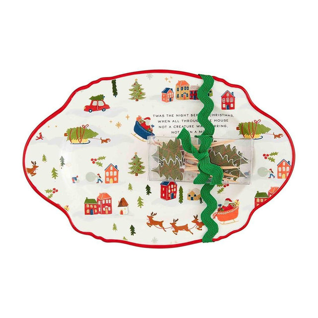 Mud Pie Christmas Sentiment Plate, Twas the Night, 10" x 6 1/2"
