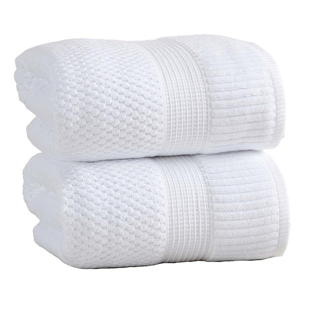 NY Loft 100% Cotton 2 Pack Bath Sheet Towel Set | Absorbent Quick-Dry Oversize Bath Towels | Textured and Durable Cotton | Bright White