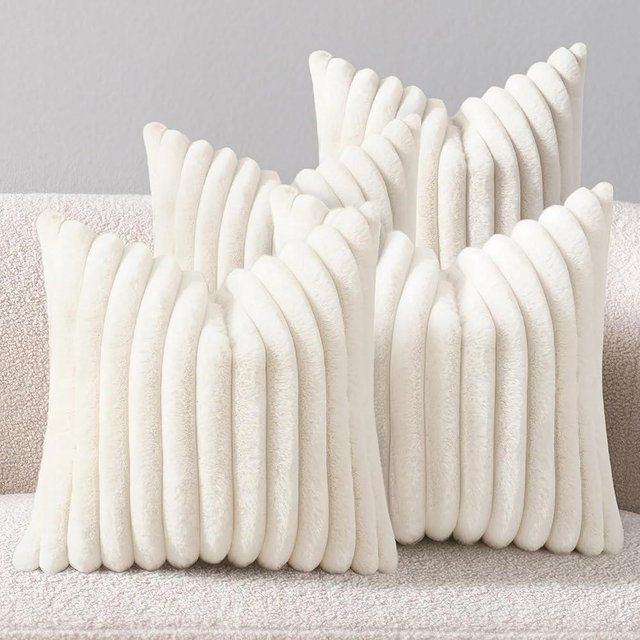 Cream White Throw Pillow Covers 18 x 18 set of 4, Cute Boho Throw Pillow Cover for Couch/Bed, Decorative Pillows Covers for Sofa/Bed, Accent Pillow Covers for Living Room, Rustic/Home/Room Decor