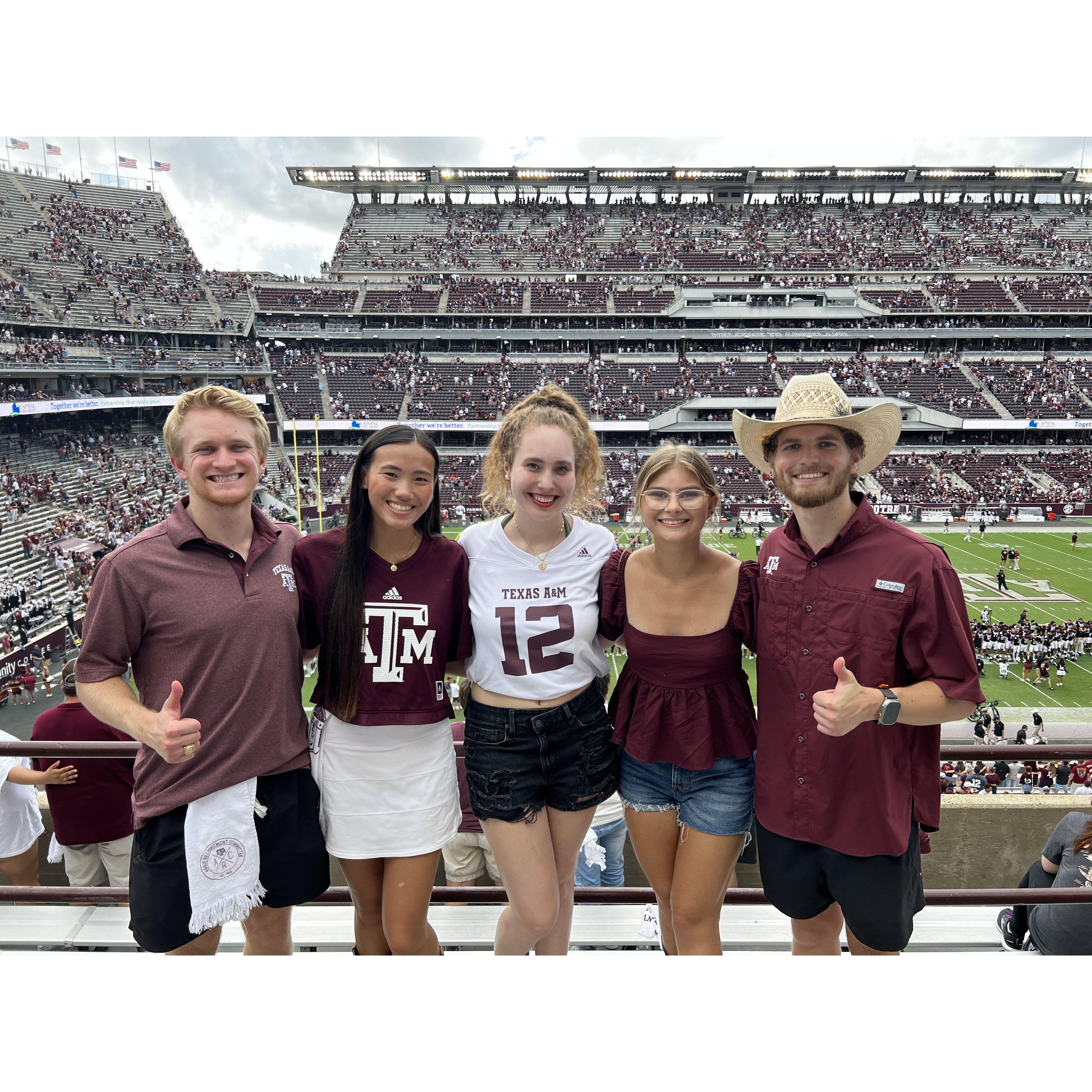 Fall 2023 football season with friends! Connor got to come back to College Station to enjoy the games, this time as a Texas A&M Former Student!
