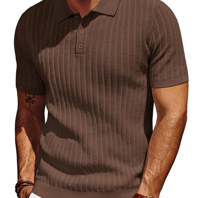 PJ PAUL JONES Mens Knit Polo Shirt Short Sleeve Textured Polo Shirts Casual Summer Collared Polo T Shirt
