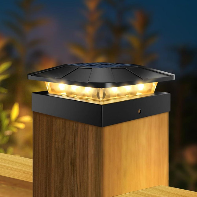 Peasur 4x4in Solar Post Cap Lights Outdoor with 3 Modes, LED Post Light Solar Powered Waterproof, Wood/Vinyl Fence Posts Lights for Deck Railing Mailbox