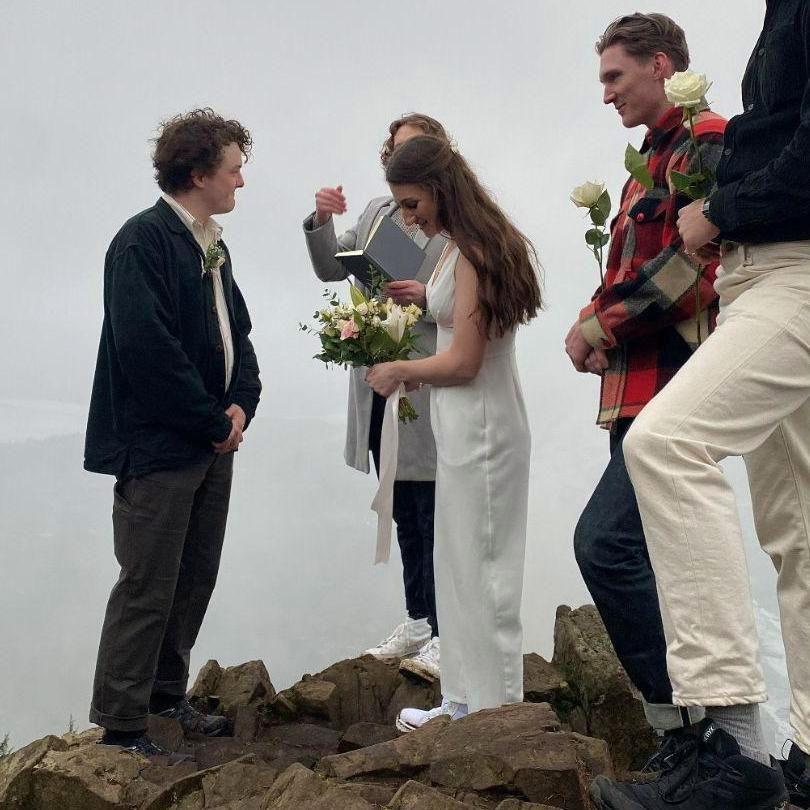 Stood at the edge of the cliff for the ceremony, not scary!!!!