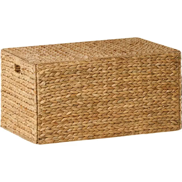 Solhome Ludmila Water Hyacinth Rectangular Storage Trunk 26.8" x 16.1" x 14.2" Natural Brown