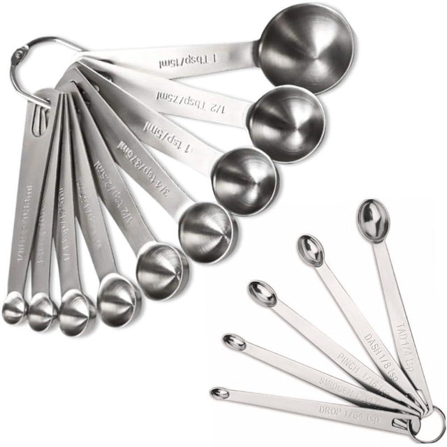 YUNNKEEY 14PCS Measuring Spoons Set, 1 tbsp, 1/2 tbsp, and 1-1/16tsp Stainless Steel Measuring Spoons for Cooking Baking Spice Jars and Liquid Ingredients