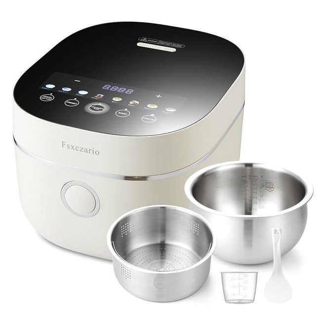 Rice Cooker 4L Low Carb with Nonstick Stainless Steel Inner Pot, 8-Cup LED Display Rice Maker, 24-Hr Delay Timer & 8-Hr Keep for White Rice/Porridge