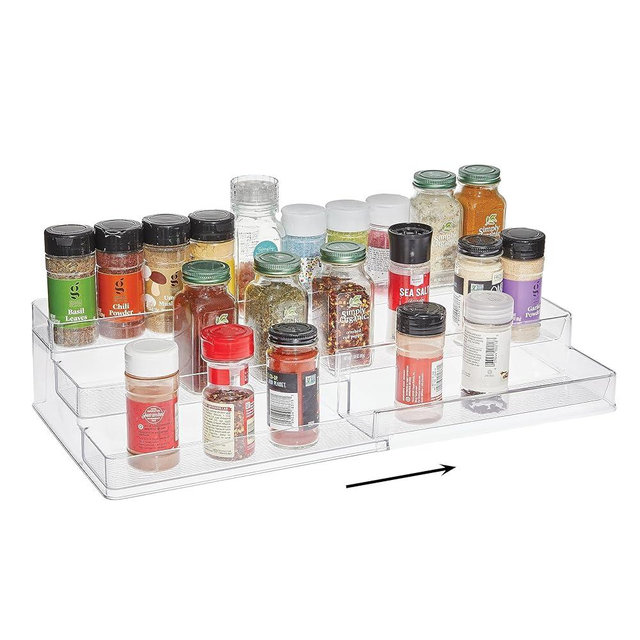 SIMPLEMADE 3-Tier Spice Rack Organizer - Versatile Storage Shelf for Kitchen, Bathroom, Bedroom & Office, Set of 1, Expandable Clear