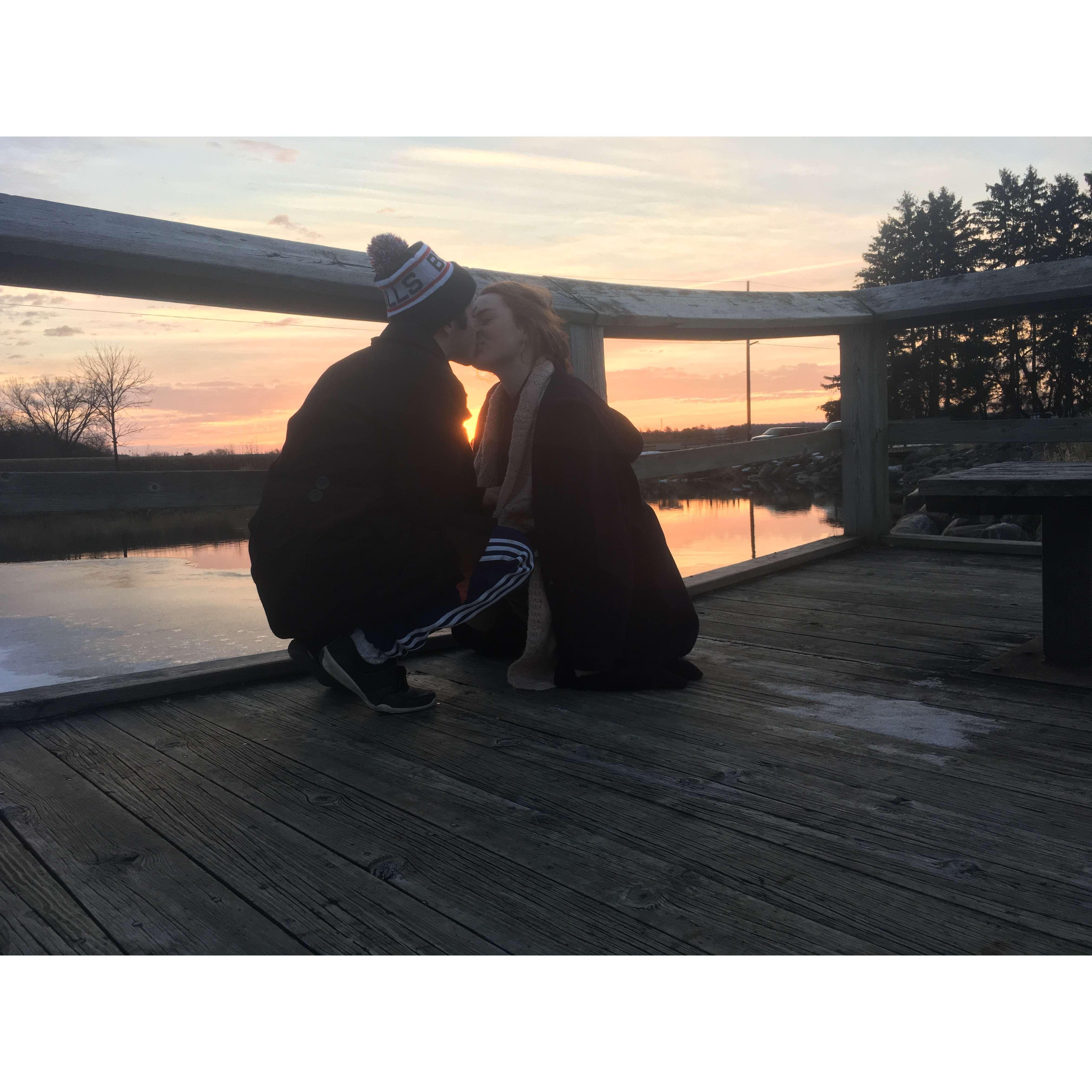 This timed picture was snapped during a gorgeous sunrise following a lunar eclipse we watched at Festge County Park in Cross Plains, Wisconsin.