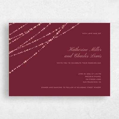 Maroon, Red Wedding Invitation - Moonlight Landscape