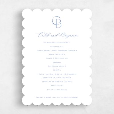 Blue Scalloped Wedding Program - Kenai