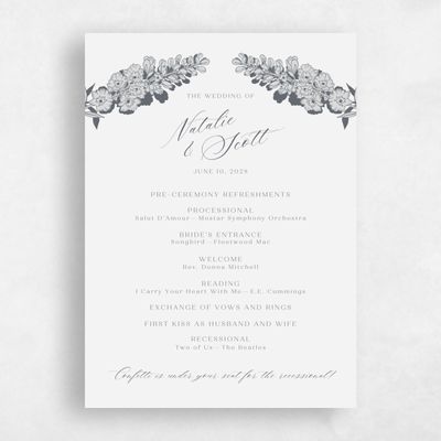 Seashell, Grey Wedding Program - Felce