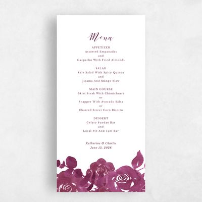 Berry, Purple Wedding Menu - Clemson