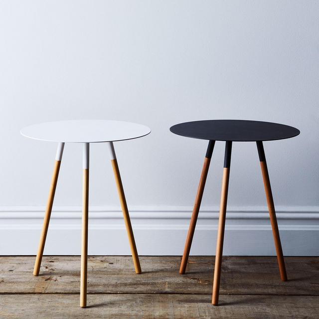 Steel & Wood Round Side Table