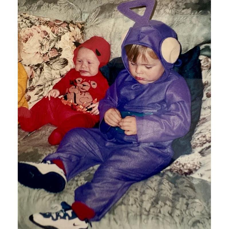 Greyson as a Teletubby and Camden as a Devil Baby