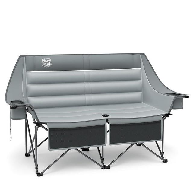 TIMBER RIDGE Fully Padded Double Camping Chair, Heavy Duty Outdoor Folding Camp Couch, Loveseat Camping Chairs Perfect for Campsites, Patio/Lawn, Soccer Games or Other Youth Sports, Supports 600 lbs