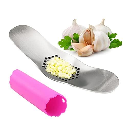 DCOU Stainless Steel Garlic Press Rocker Garlic Crusher Squeezer Slicer With BONUS Silicone Peeler