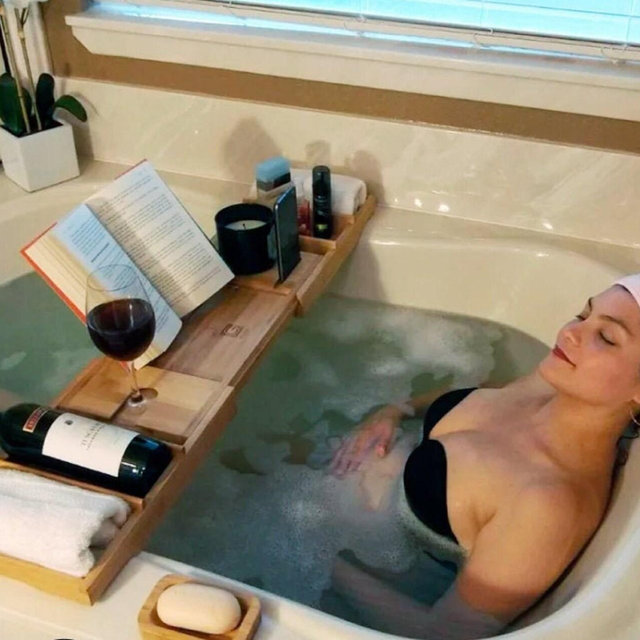 2-in-1 Bathtub Caddy & Bed Tray with Free...