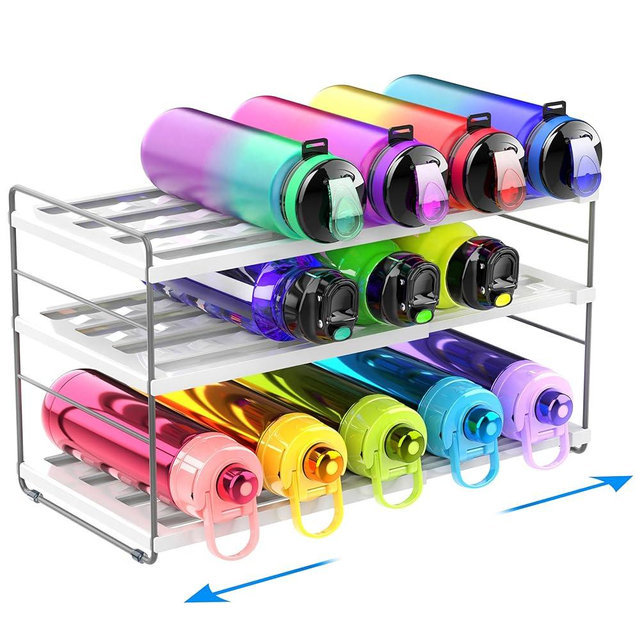 YAN & HIN Expandable Water Bottle Organizer for Cabinet, Tumbler Organizer, Water Bottle Holder for Kitchen Organization, Pantry Organizers, Refrigerator Organizers and Storage