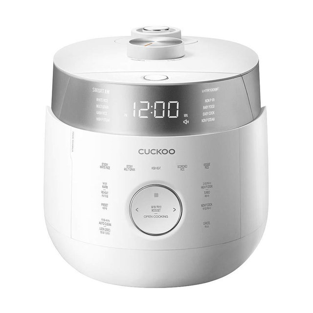 Cuckoo CRP-LHTR1009F 10 Cup Twin Pressure Rice Cooker, Induction Heating Twin Pressure Rice Cooker, 16+ Menu Options, Stainless Steel Inner Pot, Made in Korea, White