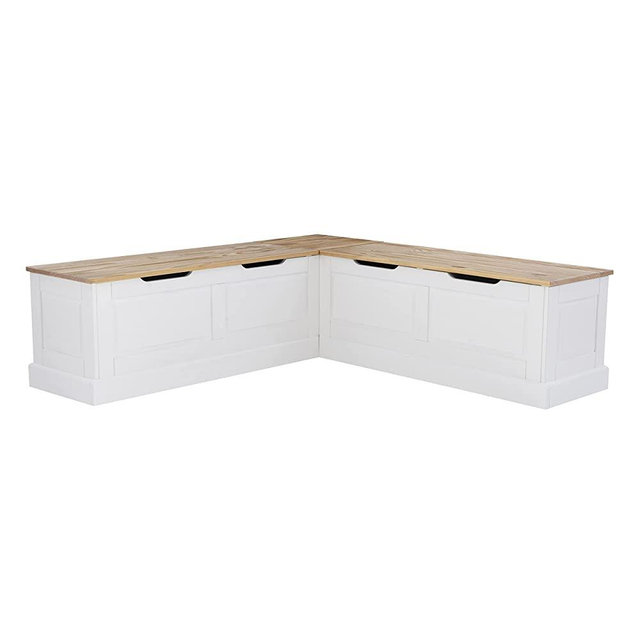 Linon Natural and White 2 Tone Backless Corner Breakfast, Table is NOT Included Harris Nook