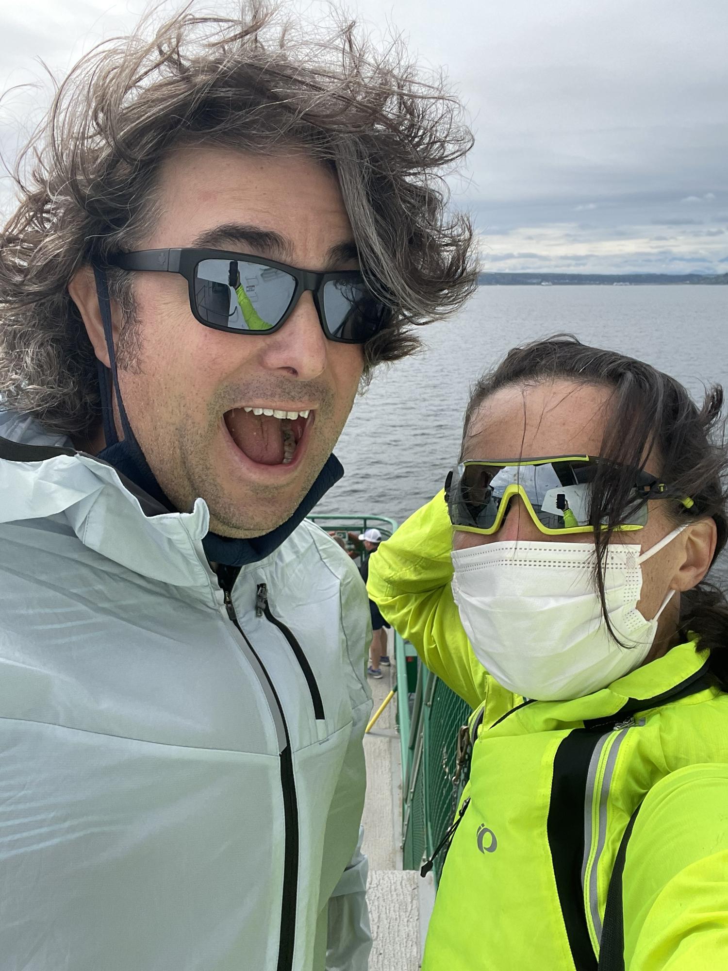 Hooray for post-retirement hair growth! Kingston Ferry, summer 2021.