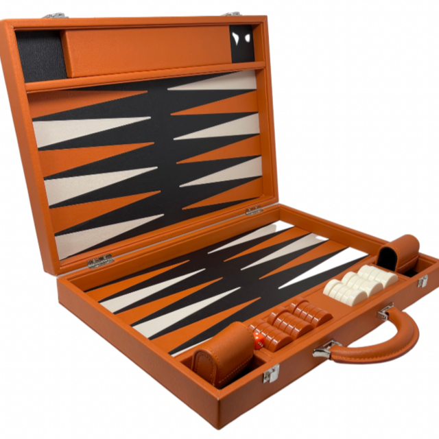 FAUX LEATHER BACKGAMMON | ORANGE