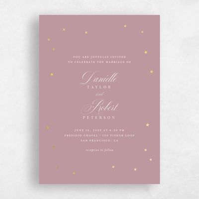 Dusty Rose, Pink Wedding Invitation - Emery Portrait Foil